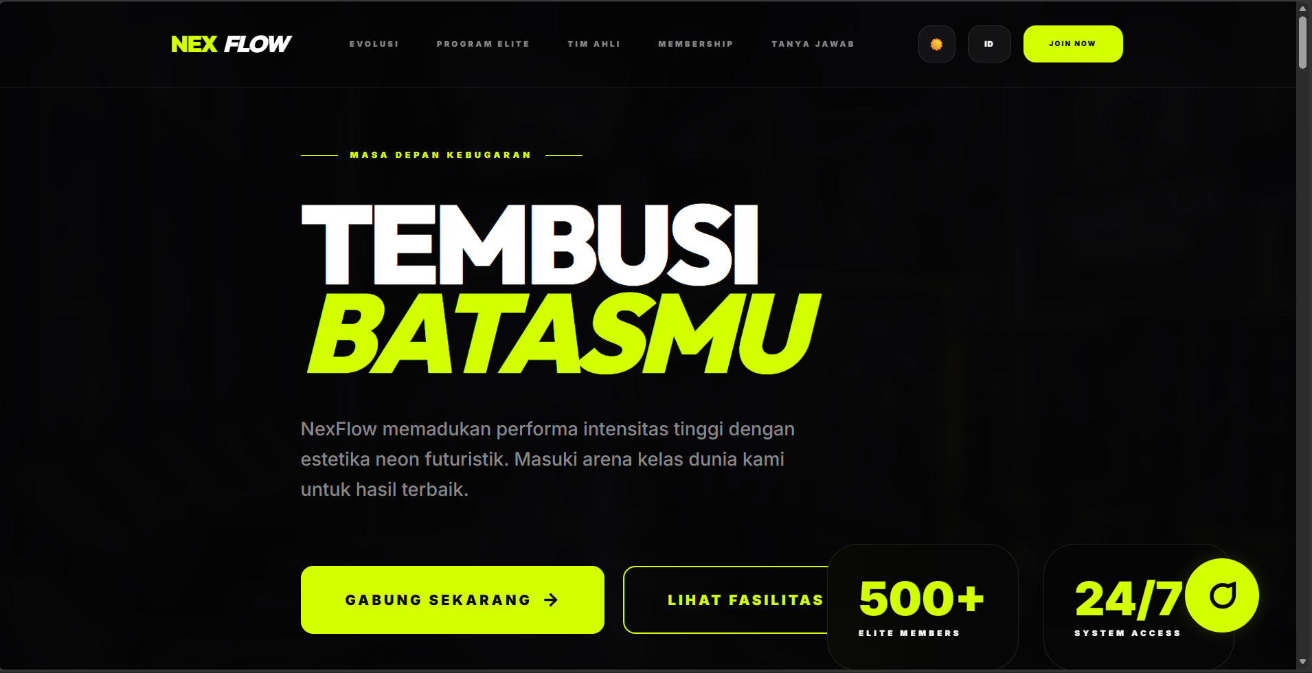 NexFlow Gym &amp; Fitness — Premium Landing Page v2.0 (Midnight Neon Edition)