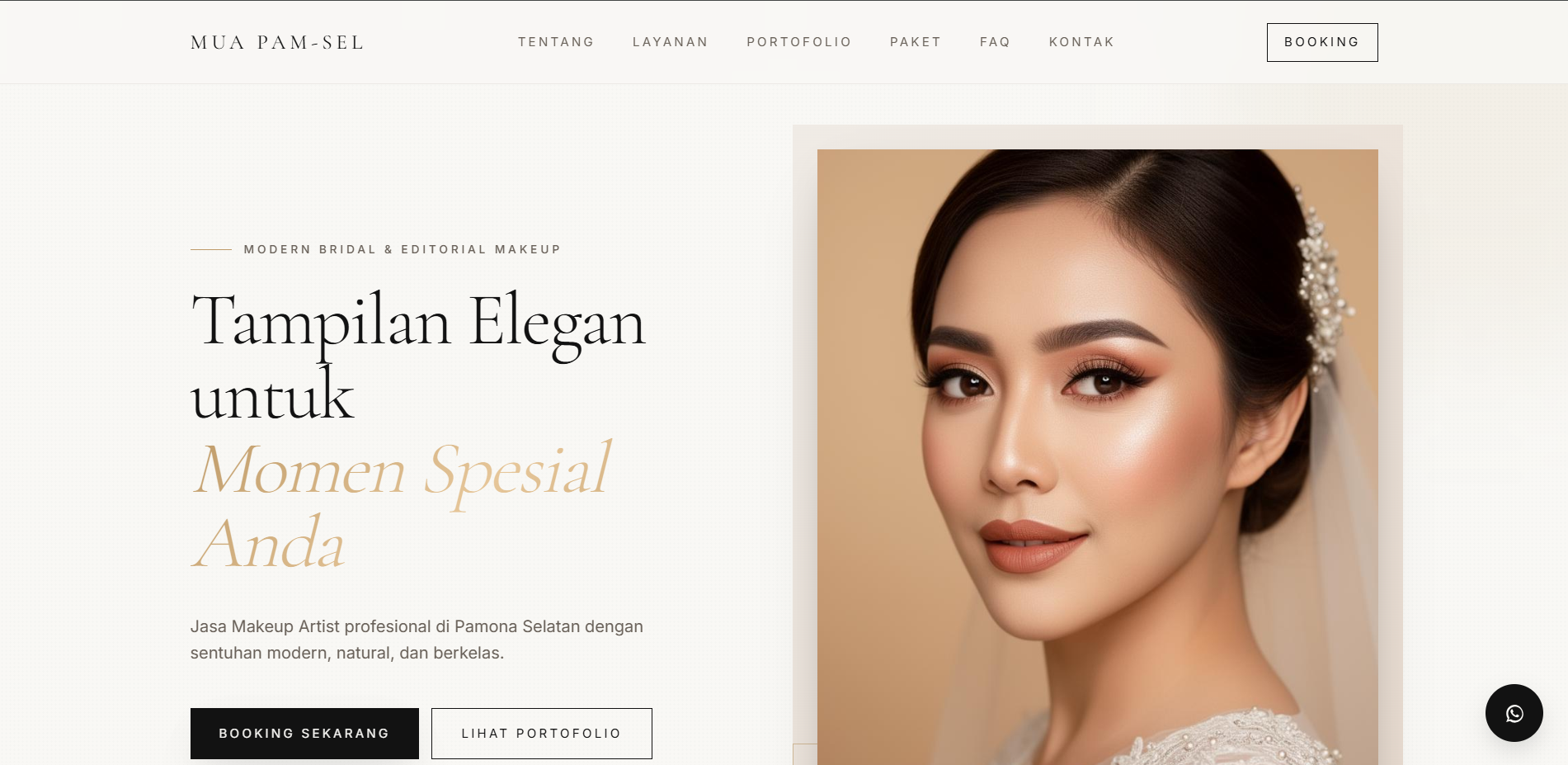 MUA PAM-SEL — Premium Bridal &amp; Editorial Landing Page v2.0