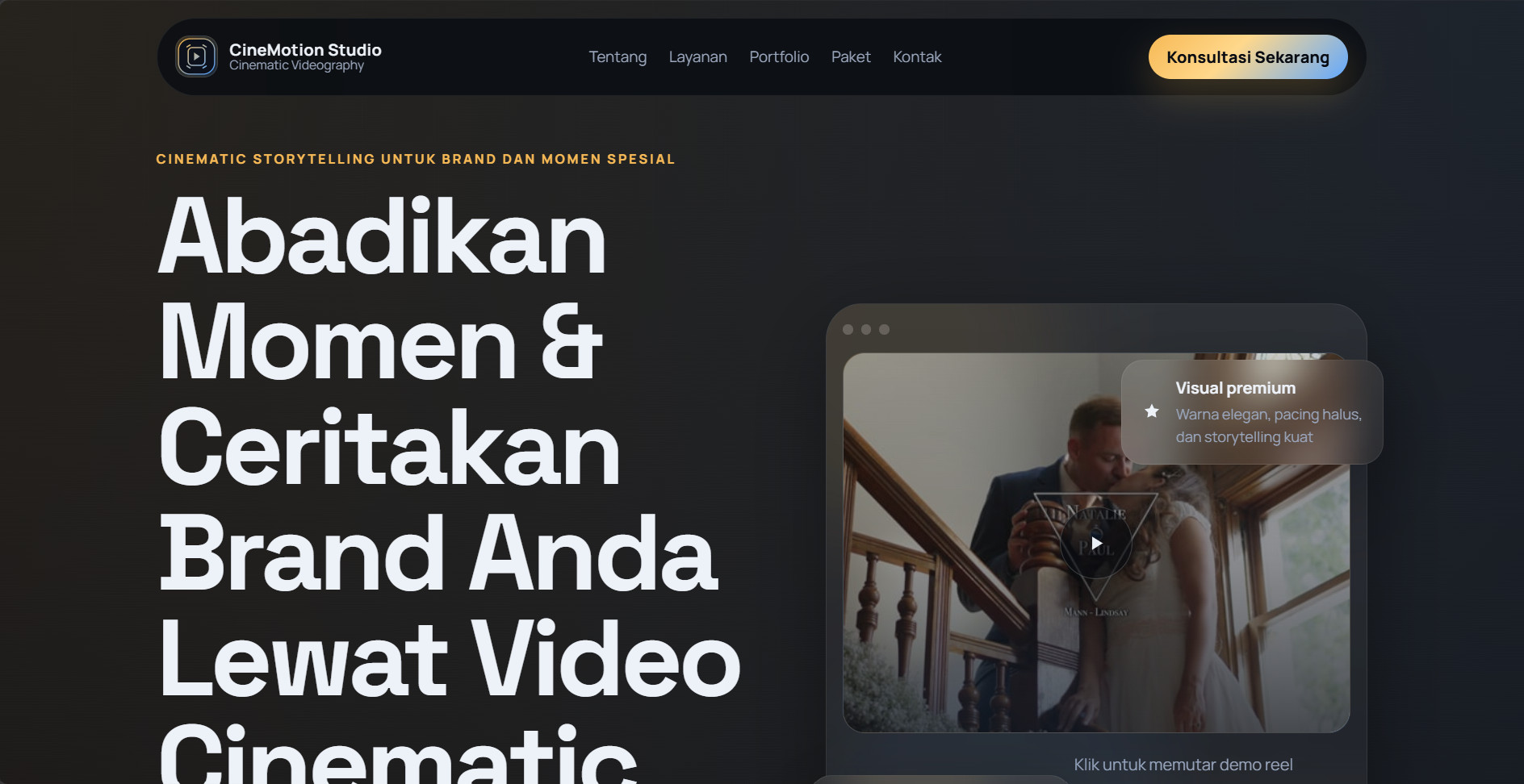 CineMotion Studio - Premium Cinematic Videography Landing Page